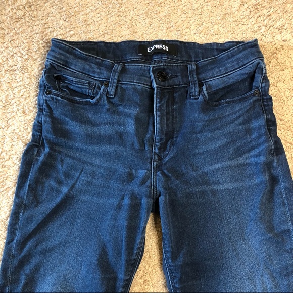 Express Supersoft Mid-Rise Leggings Dark Wash Jeans Size 8 - Picture 2 of 6
